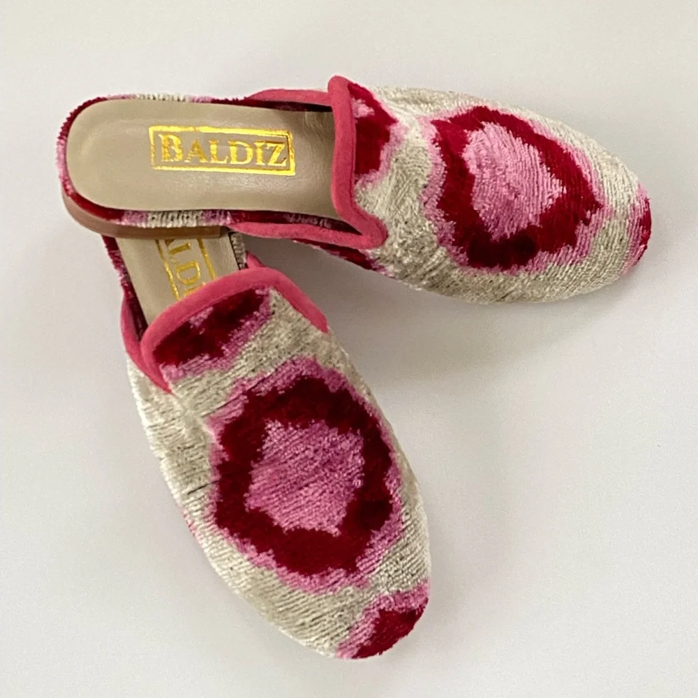 BALDIZ European Libby Slides Multi-color Chenile Velvet Women NWOB Shoes Size 36 - Picture 2 of 4